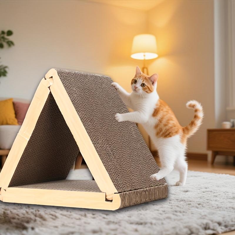Cat Foldable Scratching Board - Triangular Design with 6 Play Surfaces, Durable Triangle Shape for Playing and Scratching, Interactive Fun