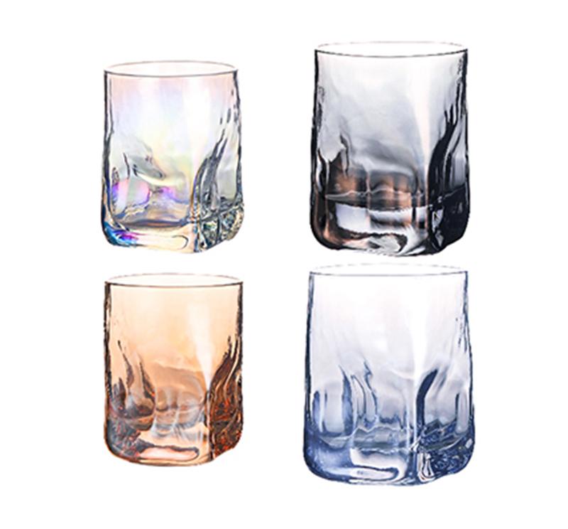 2 st Regnbågs Hamrad Whiskeyglas, Tungviktigt Vattenglas, Vattenmugg, Juiceglas Vinglas Dricksglas Set om 2