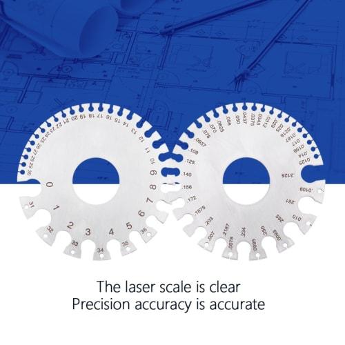 Hilitand Stainless Steel 2-Sided Round Wire Thickness Measuring Instrument Tester Ruler Gauge Diameter Tool for Wire Thickness Measurement