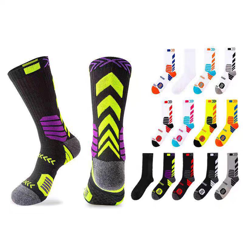 Elite Cross-Border Basketball Socks: Unisex Color Block Long Tube, European and American Style, Professional Sports Training Socks.