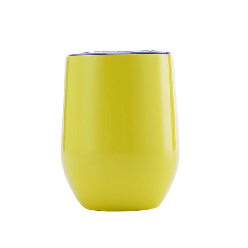 Custom 12oz Stainless Steel Double Layer Eggshell Insulated Vacuum Thermos Coffee Cup Outdoor Mini Egg Shaped Cup Mug with Lid