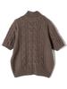 Ships WRAPINKNOT Special Order High Neck Short Sleeve Cable Knit 316450004 Brown One Size Women's