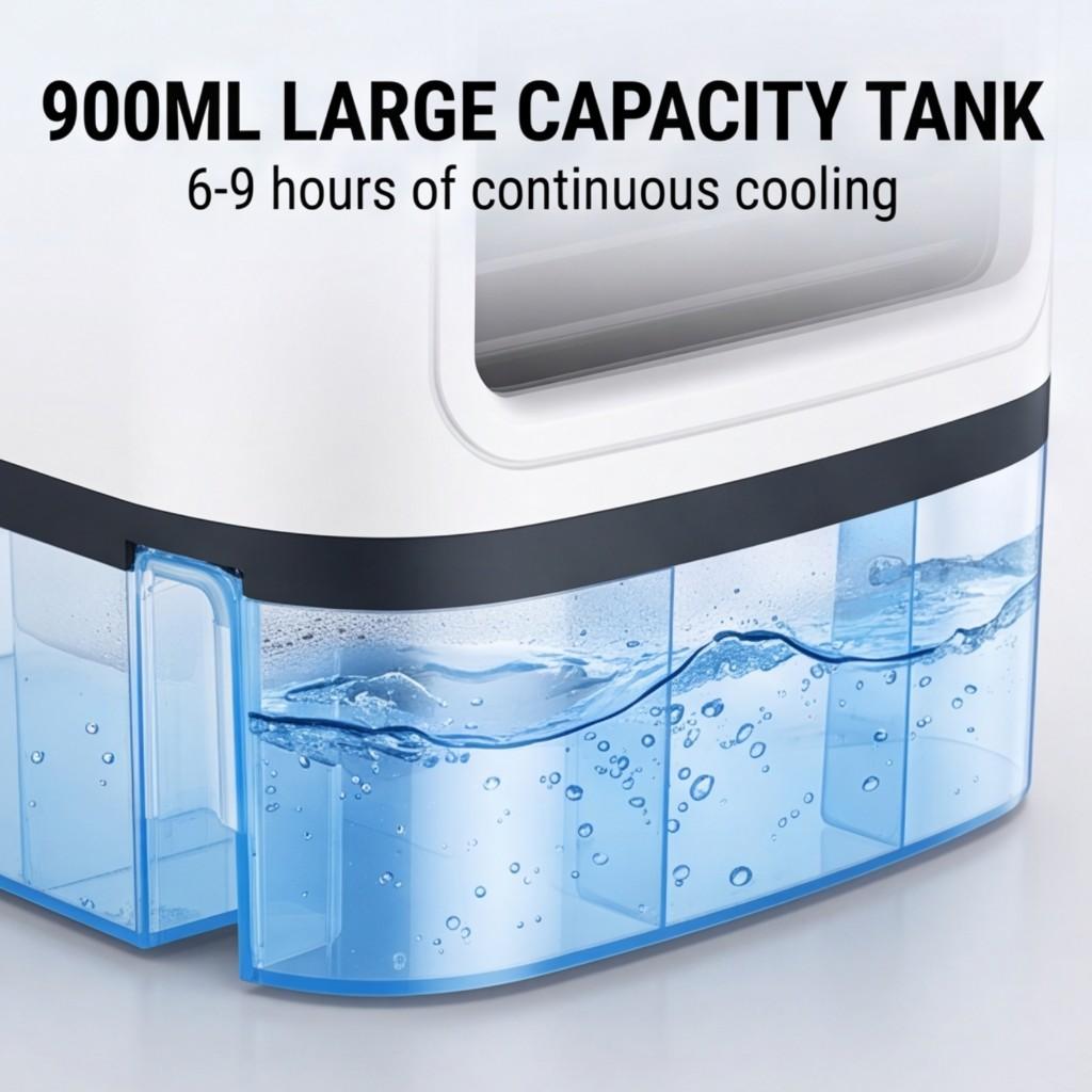 USB plug-in portable evaporative water cooling fan dual spray mode three-speed wind speed enhanced air supply 900ml large water tank with ice box bed