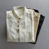 2026 Men's Casual Linen Shirt - Autumn/Winter Chinese Style with Stand Collar