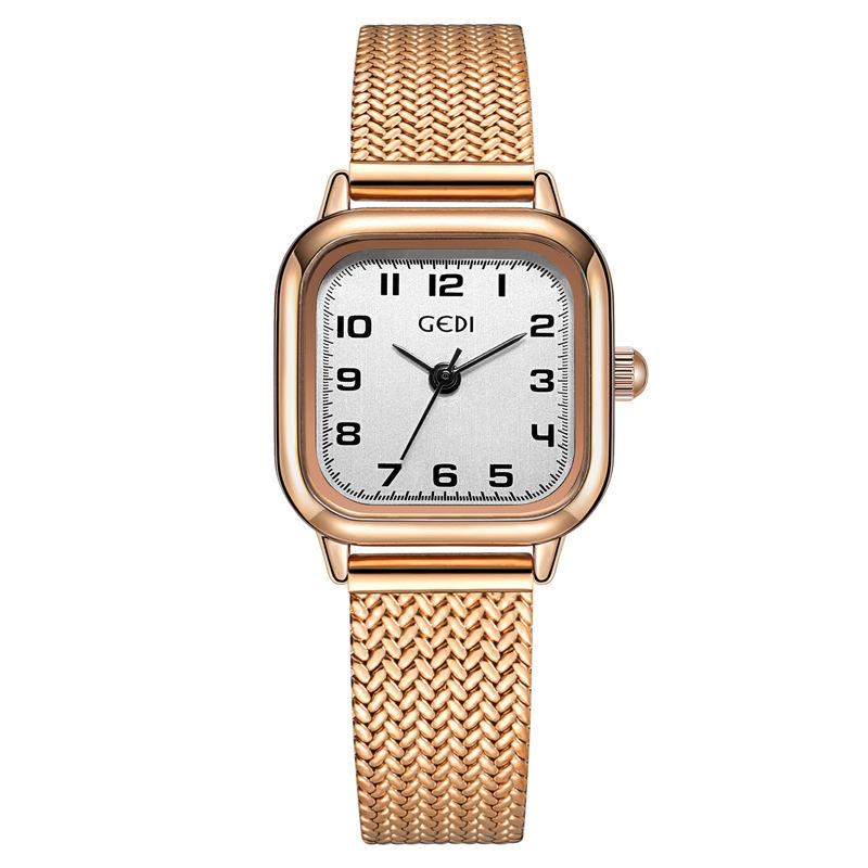 Simple Small Sugar Cube Women'S Watch, High-End Wheat Ear Belt, Medieval Watch Women'S Waterproof Stainless Steel Quartz Watch