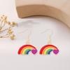 1 Paar Damen-Ohrringe, Regenbogenfarben, bunt, Herzform, Edelstahl, Anti-Allergie, leicht, Damen-Ohrschmuck, Damen-Haken-Ohrringe, baumelnde Ohrringe