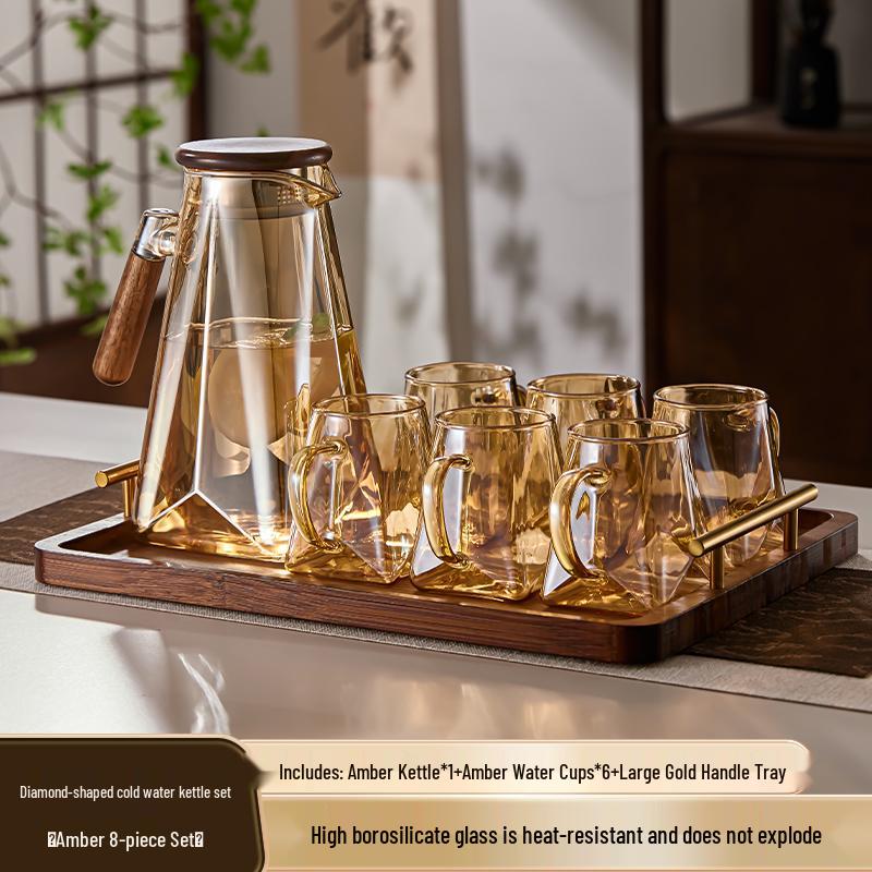 Yagang High-Temperature Resistant Glass Kettle Set for Tea, Living Room Cold Water Kettle Cup Set