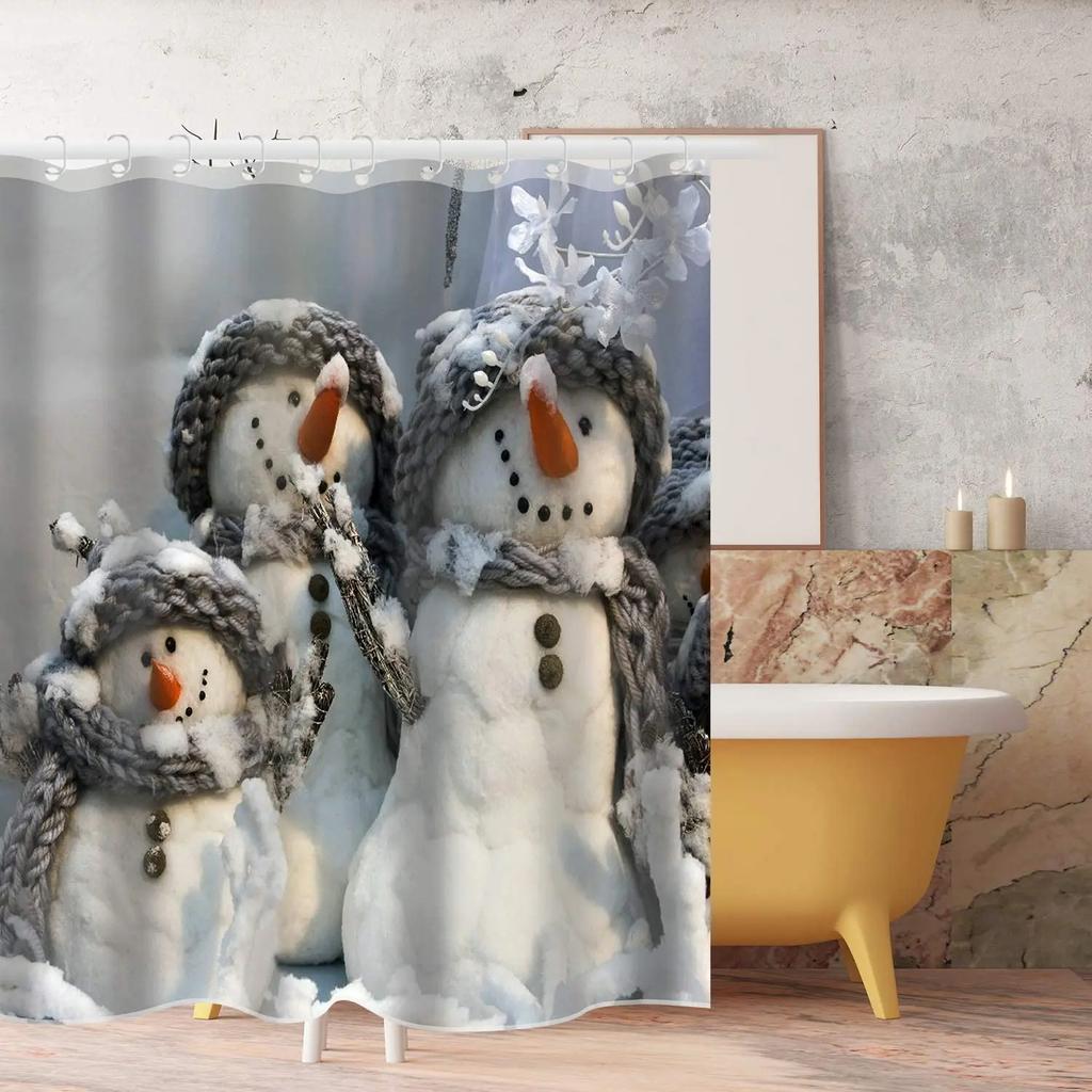 Christmas Shower Curtain Fireplace Gifts&Socks New Year Holiday Bathroom Decor Red Shower Curtains for Christmas Bathroom Sets