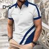 Men's Lapel T-Shirt Slim Fit Polka Dot Polyester Tee Shirt Color Block Summer Casual Short Sleeve Top for Daily Wear Sports Street