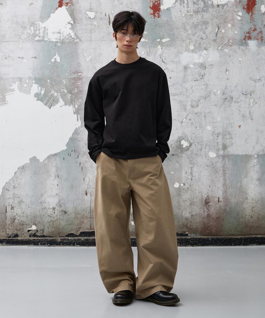 AGOD Snap Button Curved Pants [Beige]