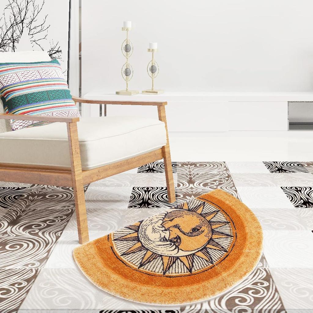 Creative Semi-Circular Area Rug Anti-Slip Water-Resistant Bathroom Floor Mat Bedroom Entrance Door Mat Home Decoration