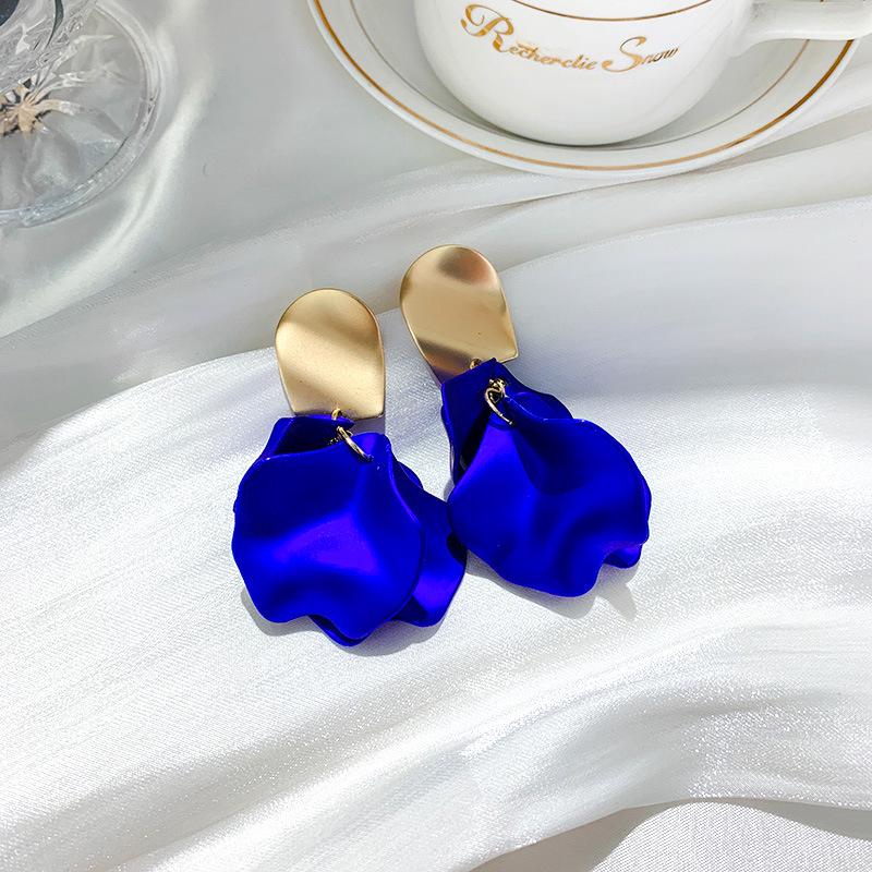 Silver Needle Rose Petal Long Earrings for Women - European and American Style, Chic Face-Slimming Dangle Jewelry