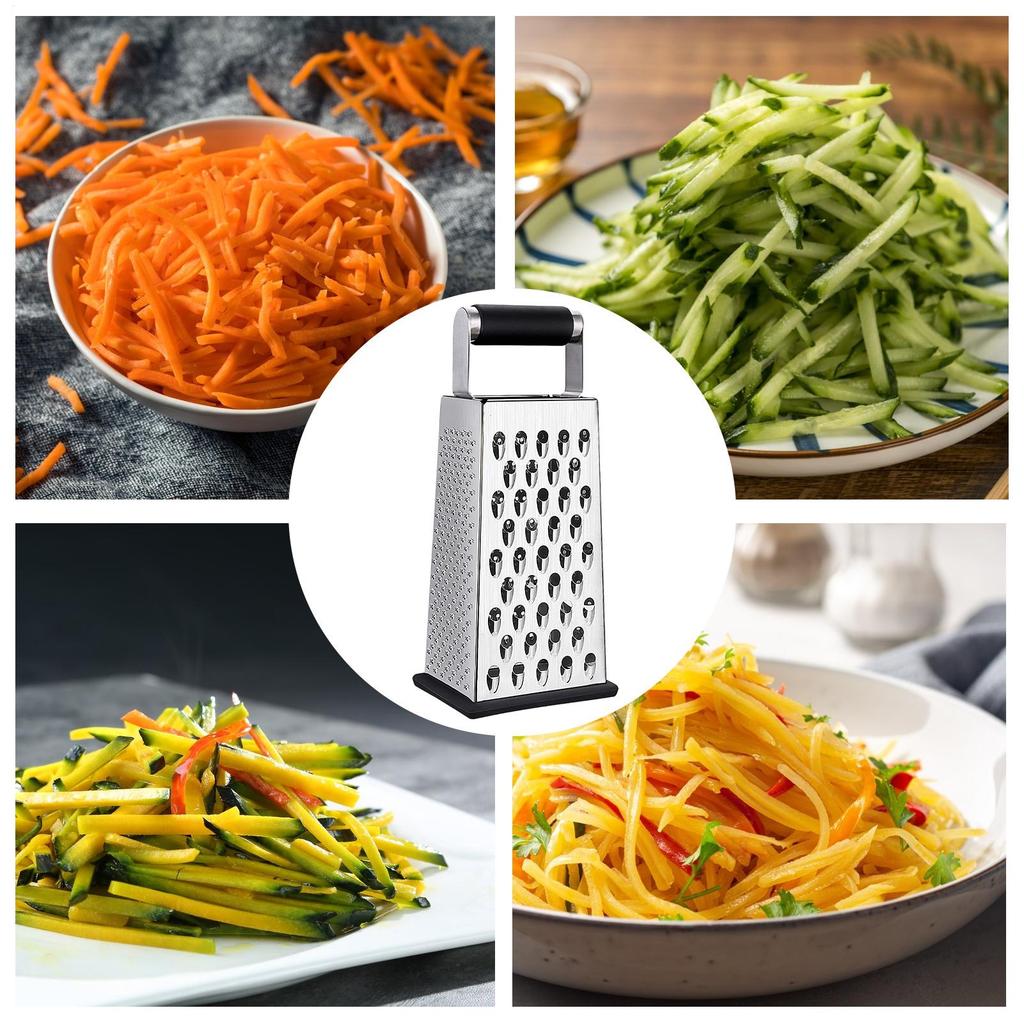 Four-sided Box Grater Stainless Steel 4 Sided Blades Household Box Grater Container Multipurpose Vegetables Cutter Kitchen Tools