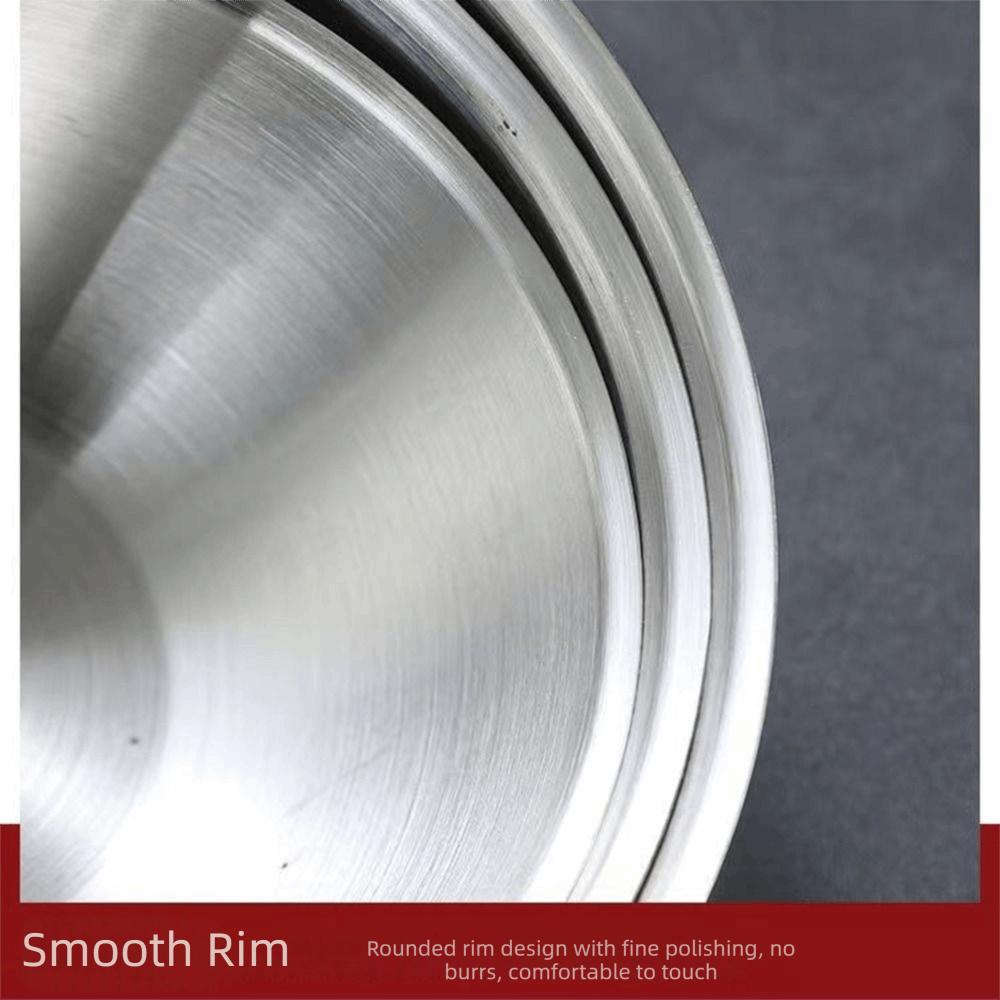 Smooth Edge Stainless Steel Salad Bowl Gold/Silver Soup Bowl Durable Food Container  Salad Serving
