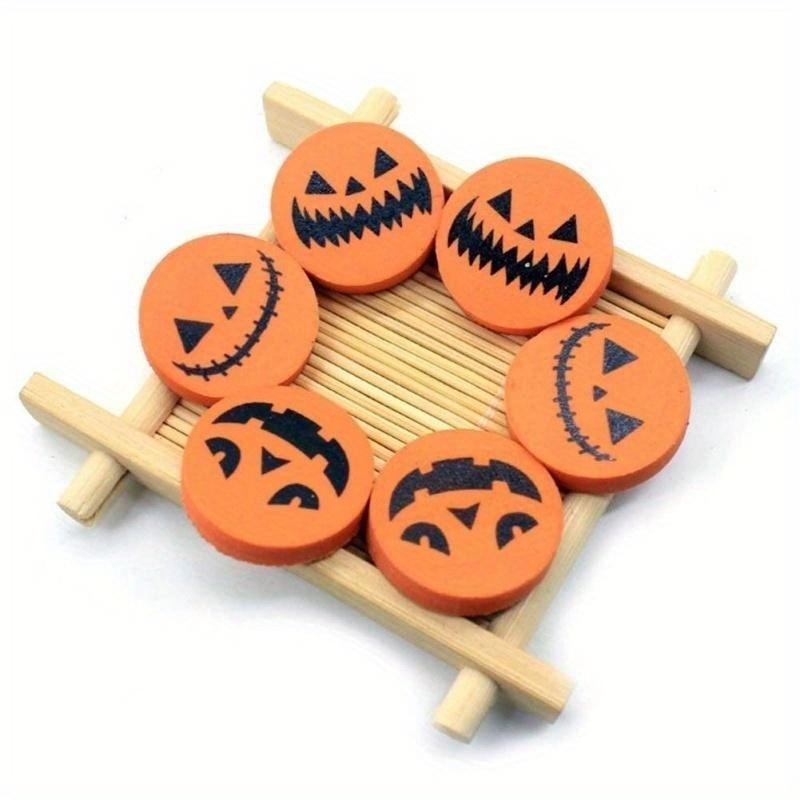 10pcs Creative Halloween Rubber Pumpkin Printing Eraser Students Stationery
