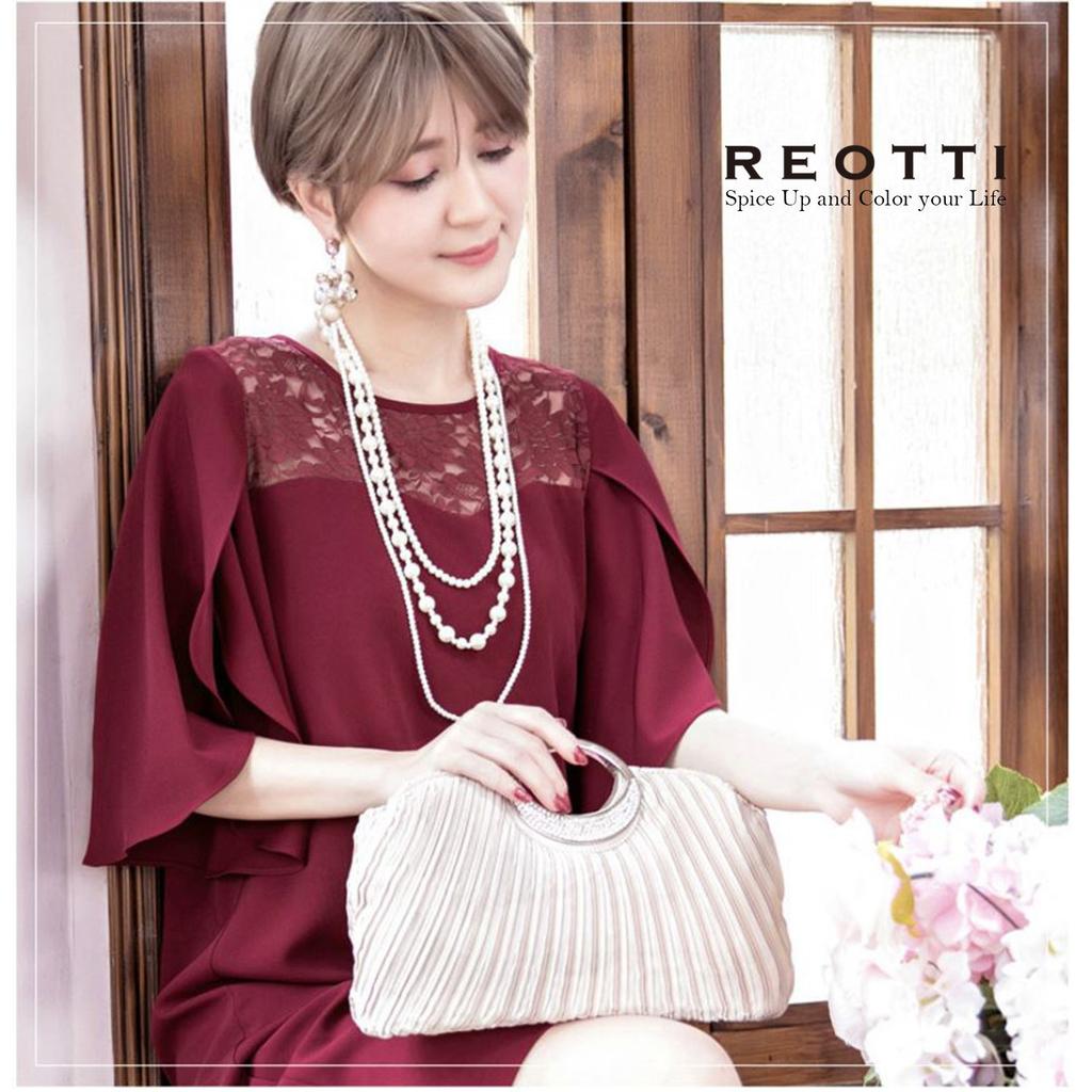 Party Bag Clutch Bag Satin Pleated Processing [REOTTI] Women's