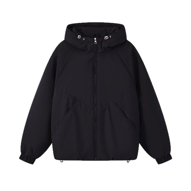 2025 Autumn/Winter Hooded Cotton-Padded Short Jacket - Casual Loose Fit Windbreaker with Drawstring