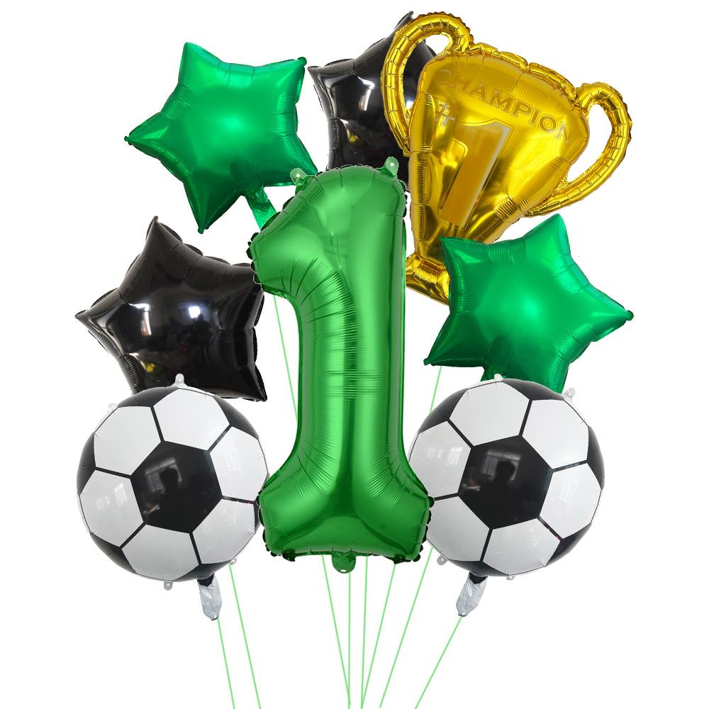 Football World Cup Theme Trophy Aluminum Film Balloon Set Children S Birthday Party Decoration Arrangement Football Number 1