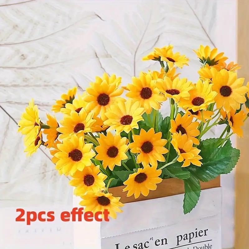 1 Bund, 24 Sonnenblumen-Simulationsblumen, Heim-Wohnzimmer-Dekorationsblumen, Party-Hochzeitsdekorations-Bouquet