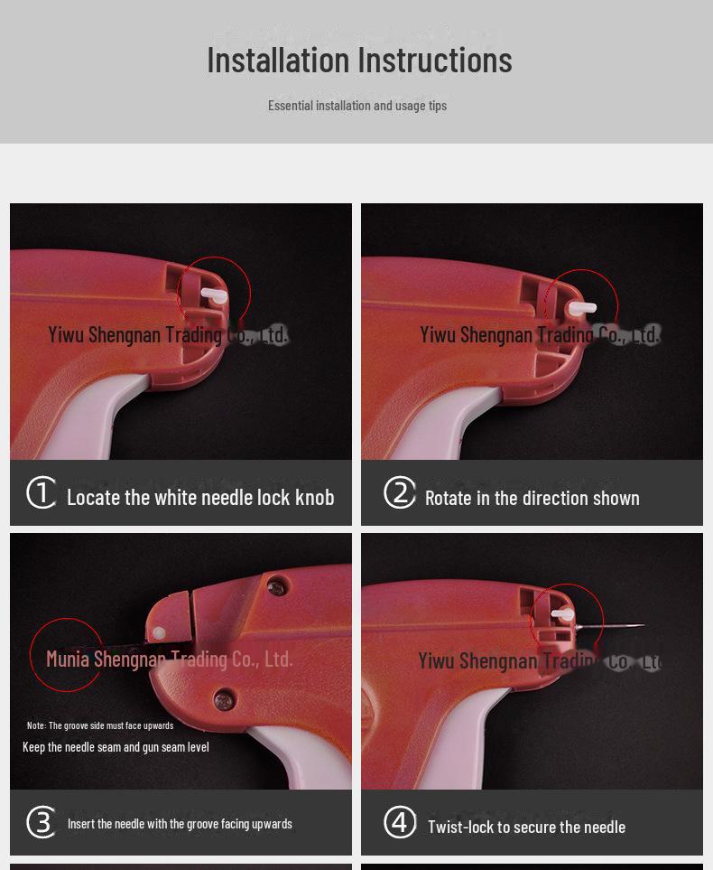 Shengnan Tag Gun Set: Fine & Thick Glue Needle Tagging Tool with Extended Length for Labels.