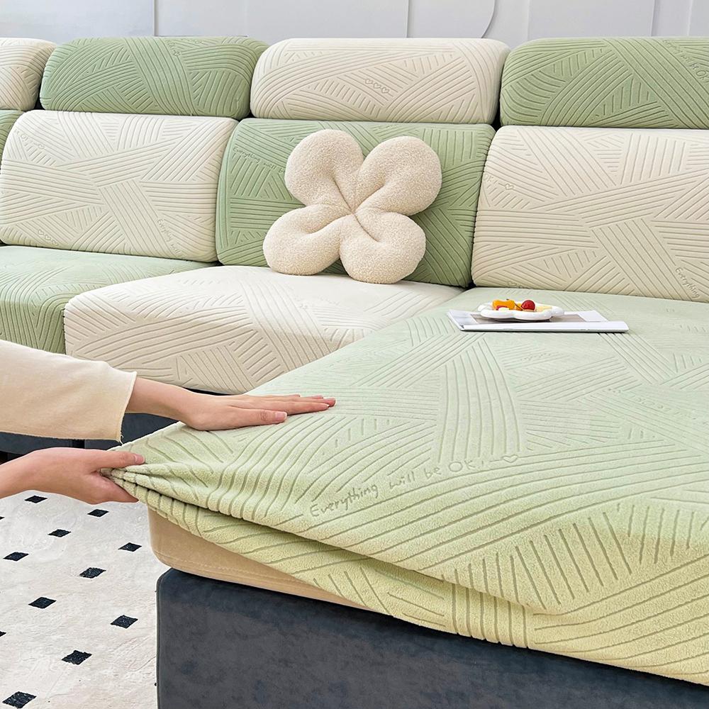 Jacquard Sofa Cover Adjustable Removable Sofa Seat Cushion Cover Polar Fleece Stretch Washable L Shape Corner Sofa Slipcovers
