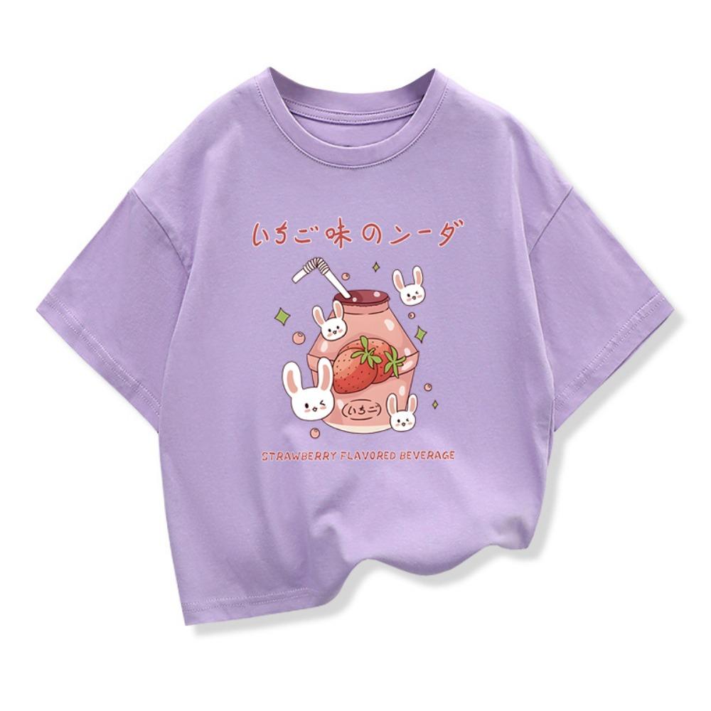 Estate 2026 Nuovi Vestiti per Bambini Ragazze Bevanda al Gusto di Fragola T-shirt Casual Manica Corta Grafica Tee di Alta Qualità