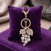 Keychain Pendant Sparkling Rhinestones Inlaid Three-Dimensional Grape Shape Key Chain Lightweight Car Bag Decorative