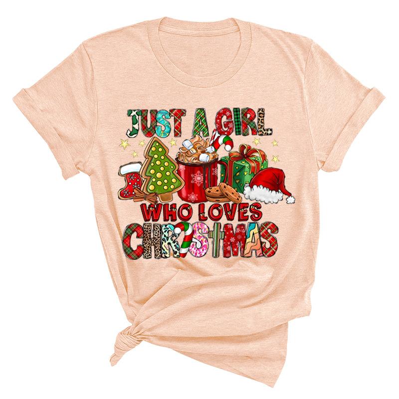Christmas Printed Fashionable Women's T-shirt Christmas Trend Pure Cotton Casual Sportswear T-Shirts Women’s