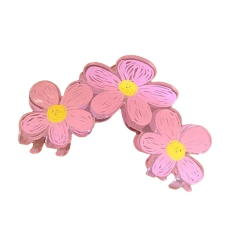 

Women Girl Hair Claw Clip Colorful Painted Flower Hairclip Women Girl Hairpin Hair Deorations Household Accessory 1 рожевий