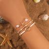 Exquisite Handmade Starfish Shell Bracelet Set Korean CCB Rice Bead Bracelet Women's Daily Party Summer Beach Zircon