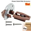 1Set Plastic Metal Drawer Guide Slide Accessory Universal Brown Drawer Track Slide Kit with Roller Drawer Slide Replacement Part