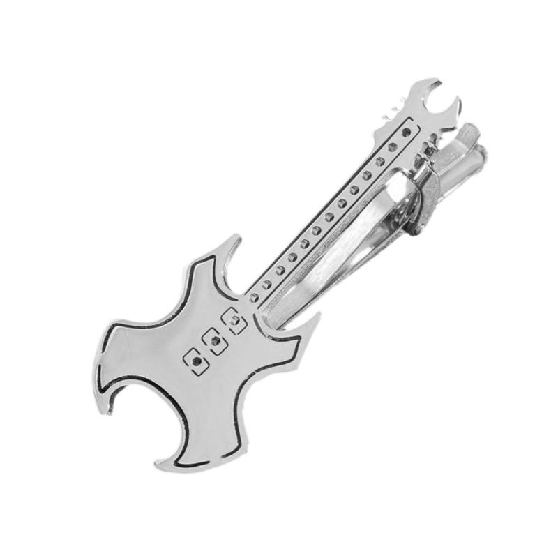 Creative Metal Punk Guitar Tie Clip Instrument Music Note Tie Pin Piano Key Necktie Buckle for Men's Necktie Accessories