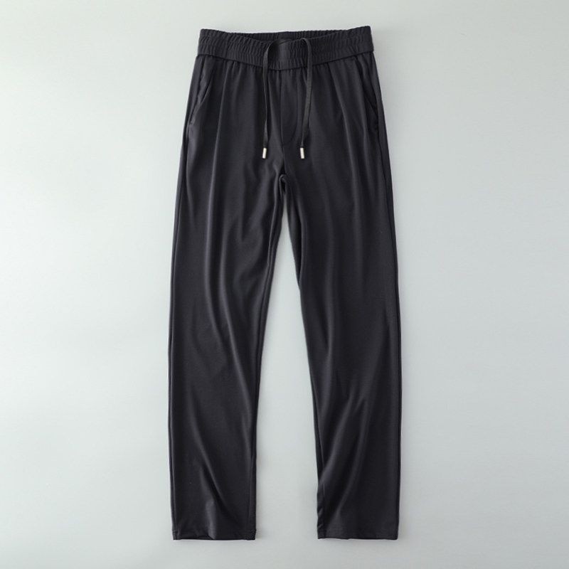 Stretch Drape Quick-Drying Ice Silk Pants Men Summer Thin Straight-leg Trendy Casual Men s Trousers Export Men s Clothing Pants Black S