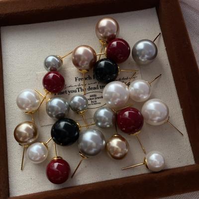 Super White Natal Red Pearl Stud Earrings, High-End Sense, Versatile Face, Thin Earrings For Women