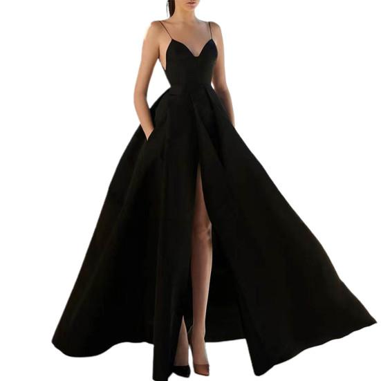 Robe à bretelles taille haute, col en V, bretelles réglables, tenue de soirée pour Banquet