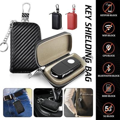 Upgraded Red/Black Car Key Signal Blocker Case Faraday Cage Fob Pouch RFID Blocking Credit Card Anti-Theft Bag Car