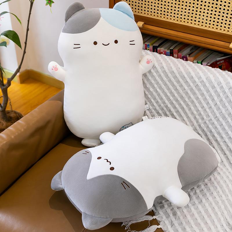 Three-flower cat throw pillow kitten plush toy sleeping doll sofa pillow girl bed pitcher doll