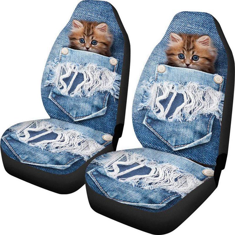 2pcs Universal Car Front Seat Cover Interior Washable Seat Case Polyester Driver Seat Protector Covers Anti-dirty Seats