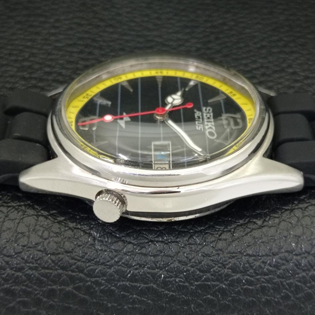 AUTOMATIK VINTAGE SEIKO ACTUS JAPAN HERREN SCHWARZES ZIFFERBLATT UHR a702329-5