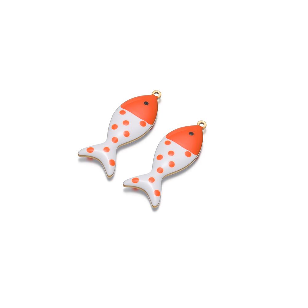 5pcs Stainless Steel Enamel Garrupa Dot Fish Cute Charms for DIY Earrings Making Jewelry Necklace Women Kids Bracelet Pendants