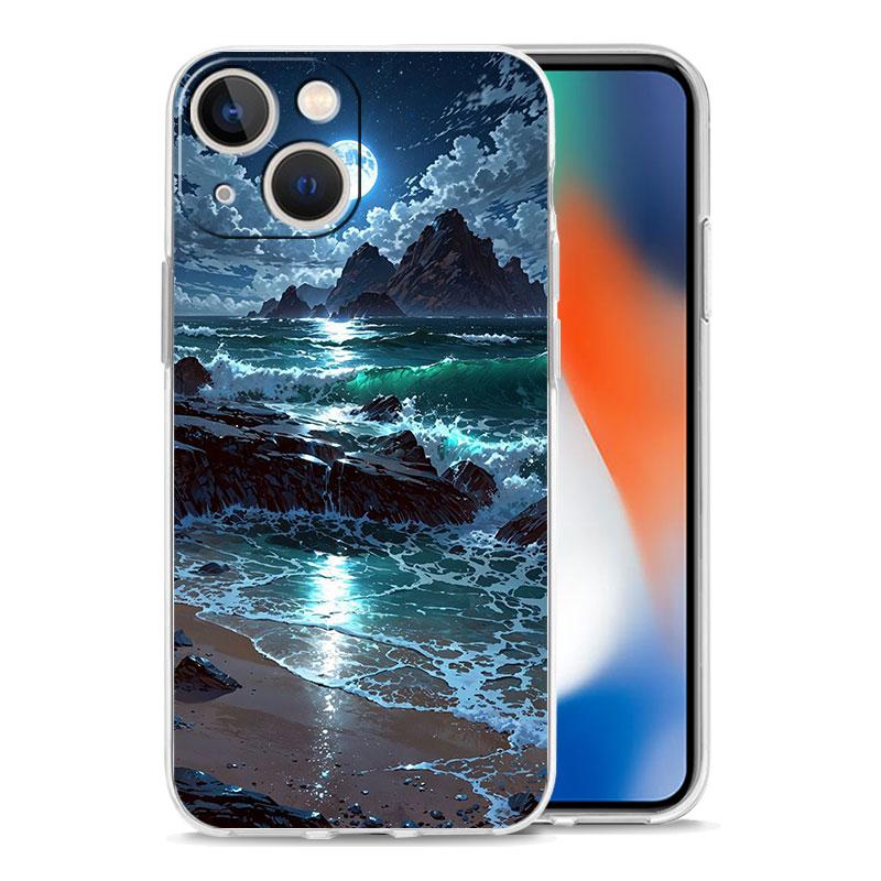 Phone Case For iPhone 17 Cases iPhone Air 16 15 12 13 14 Pro Max 7 8 Plus 16Pro iPhone11 Soft Cover Moon On The Branch