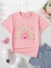 Summer Baby Girl Black Clothes Kid Girls Casual Heart Rainbow Printed T-shirts Children Fashion Crew Neck Short Sleeve To