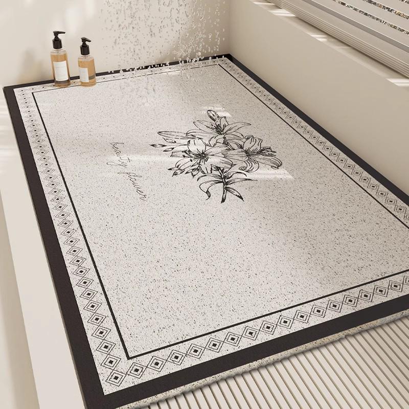 Modern Minimalist Anti-Slip Bathroom Silk Ring Mat - Cuttable, Dirt-Resistant, Hollow Drain Foot Pad