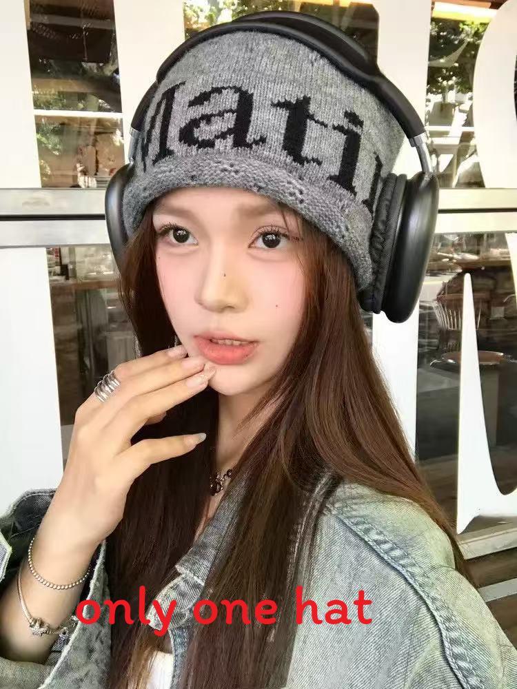 

Wool Beanie Hat For Women Knitted Embroidered Cold Weather Warm Cap Spring Autumn