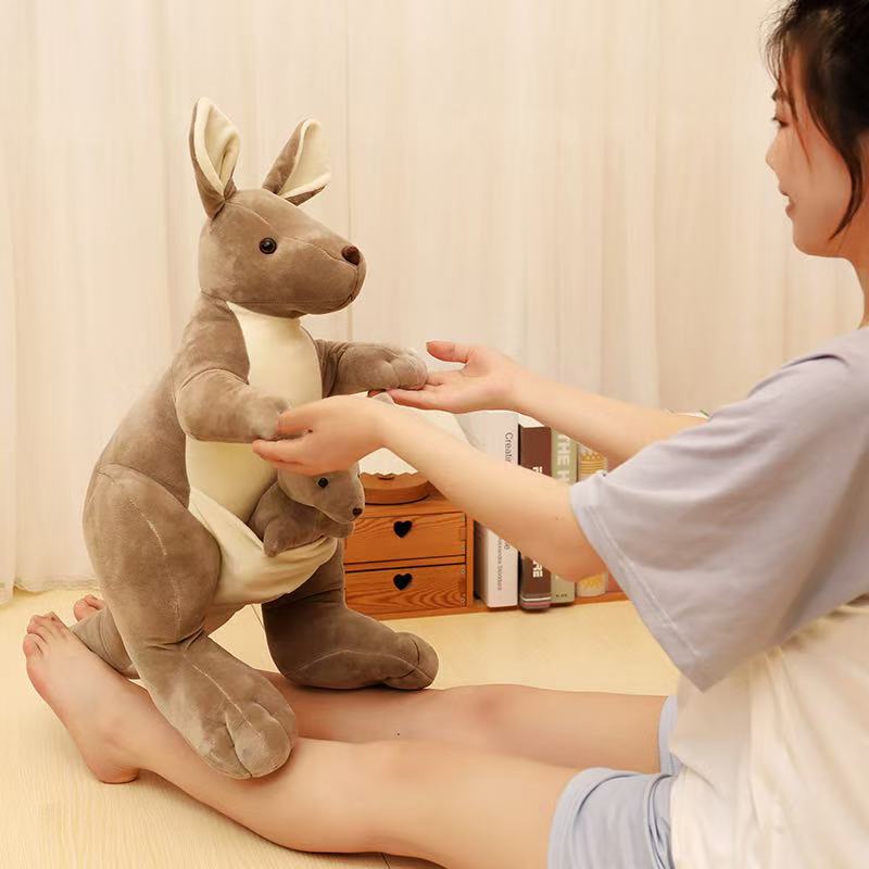 27/35/60cm Mother and Child Kangaroo Doll Simulation Plush Toy Handmade Doll Cartoon Anime Cute Pillow Cushion Home Decoration C