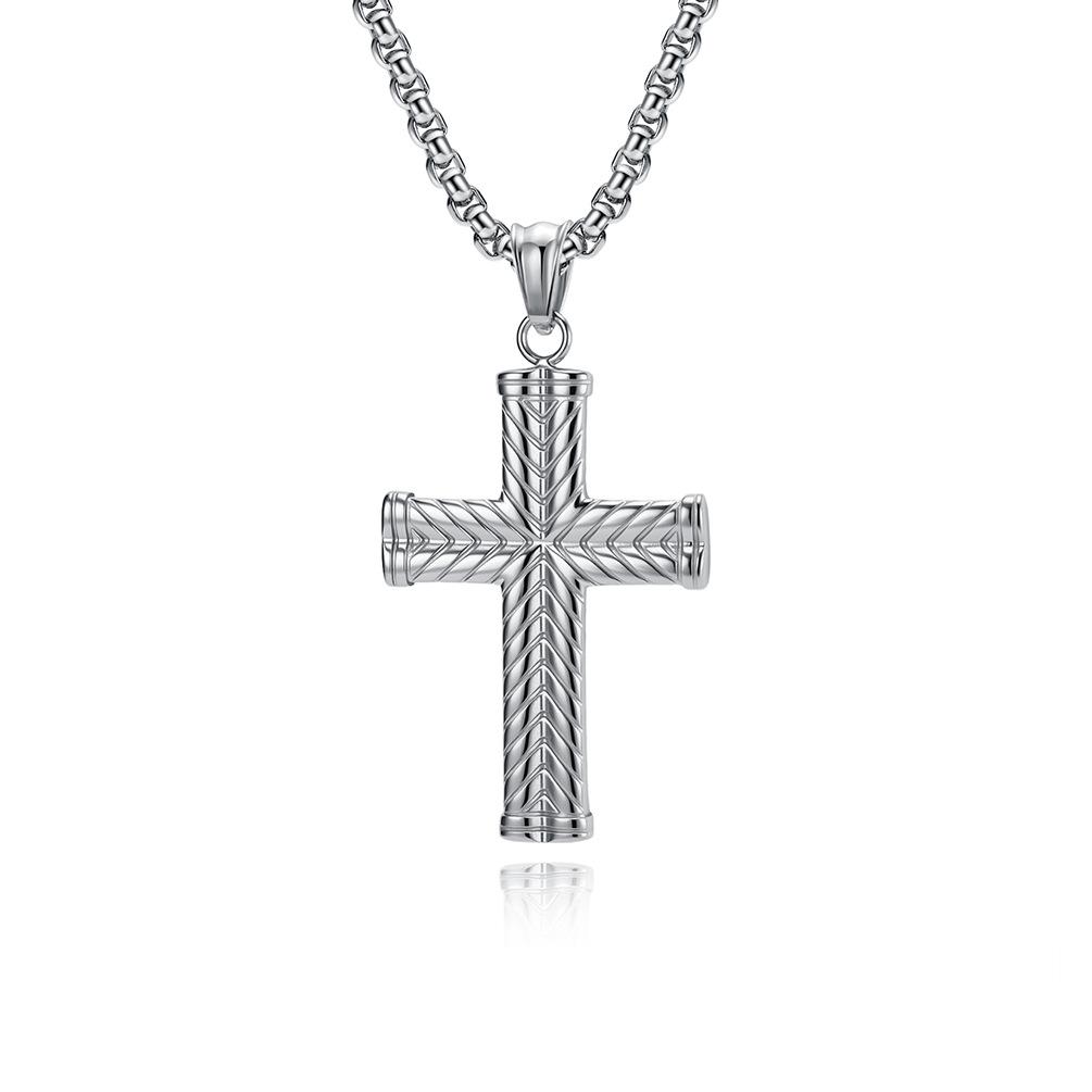 Ins European and American Street Trend Cross Necklace Men s Niche Literary and Retro Pendant 2026 60CM