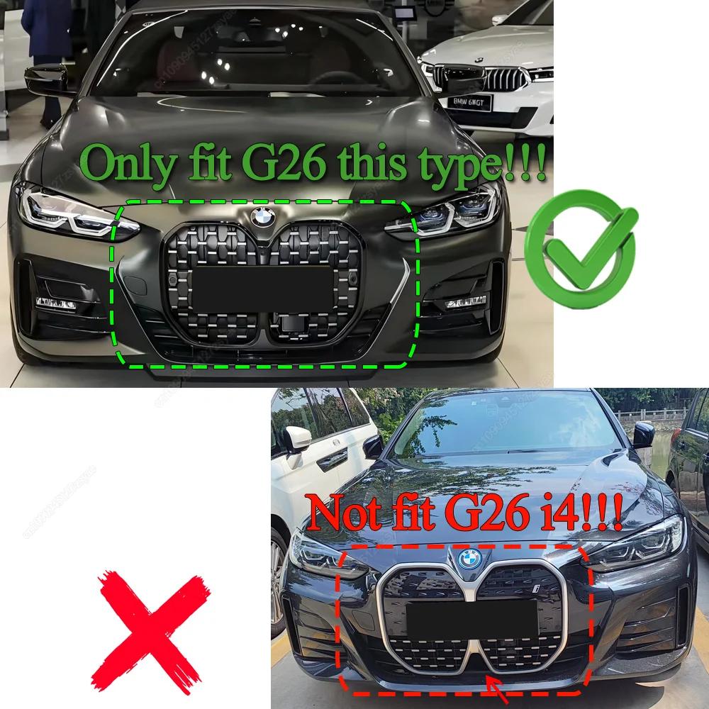 Front Bumper Grilles Gloss Black Hood Grill With ACC For BMW 4 Series G26 4-Door Gran Coupe 2021-2024 Bodykits Tuning CS Style