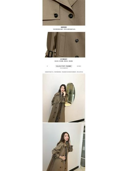 2025 Spring Drape Trench Coat: Women's Mid-Length, Over-the-Knee, British Style, Modern Goddess Elegance.