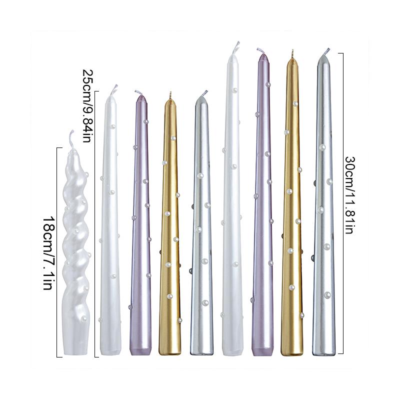 2PC DIY Pearl Pearlescent Candles Smokeless Candles Party Decoration Pearlescent Color Elegant 18/25/30cm