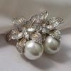 Gorgeous Flower Imitation Pearl Earrings Women Luxury Inlaid Sparkling Cz Stone Fashion Wedding Jewelry Wholesale Lots